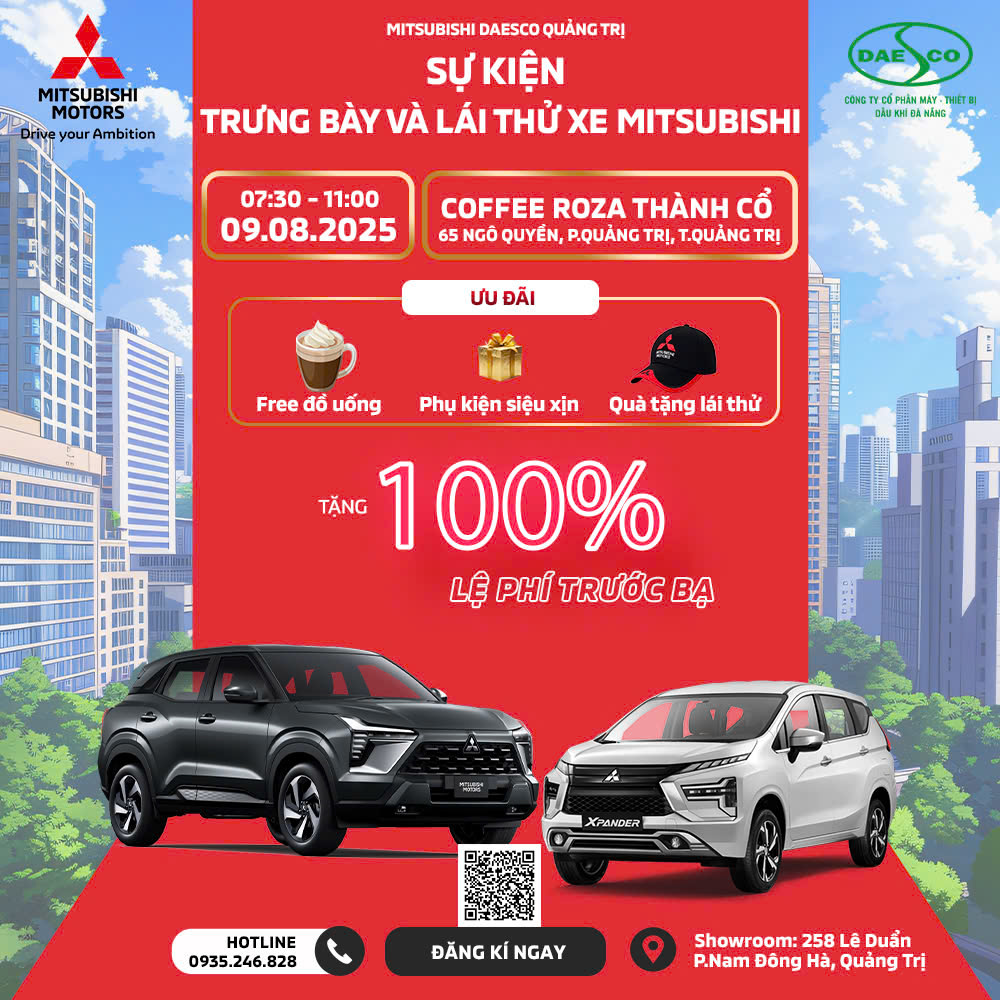 SỰ KIỆN TRƯNG BÀY VÀ LÁI THỬ XE MITSUBISHI TẠI QUẢNG TRỊ 09/08/2025