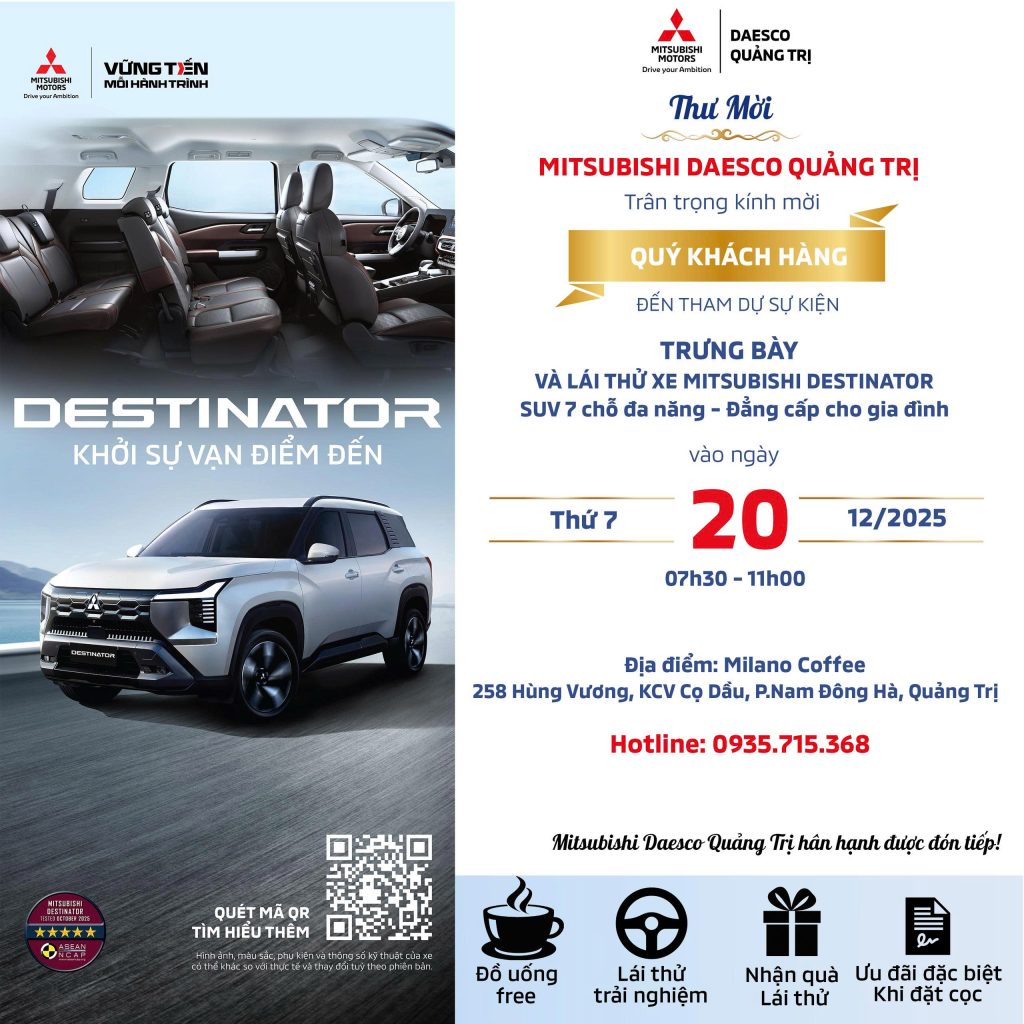 SỰ KIỆN TRƯNG BÀY VÀ LÁI THỬ XE MITSUBISHI TẠI PHƯỜNG NAM ĐÔNG HÀ NGÀY 20/12/2025